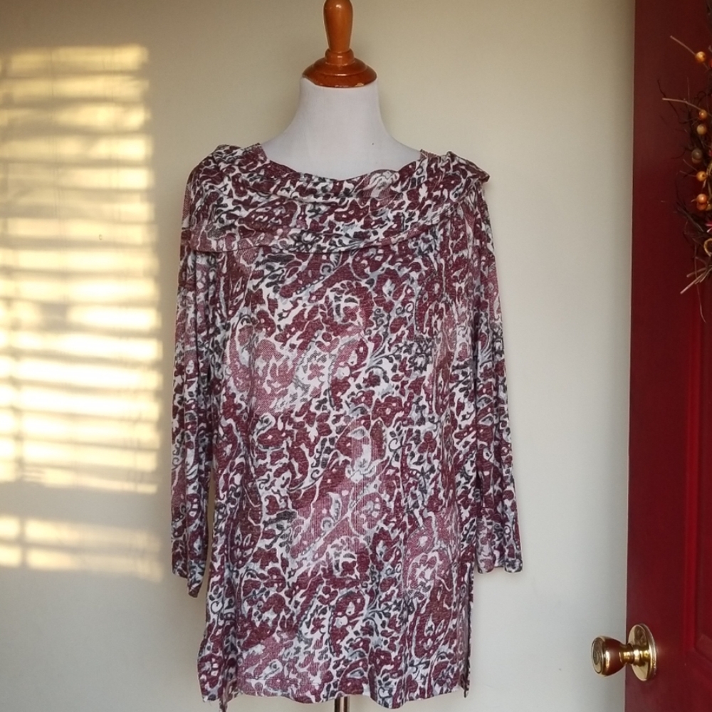 Chicos 2 large drape neck knit sweater top